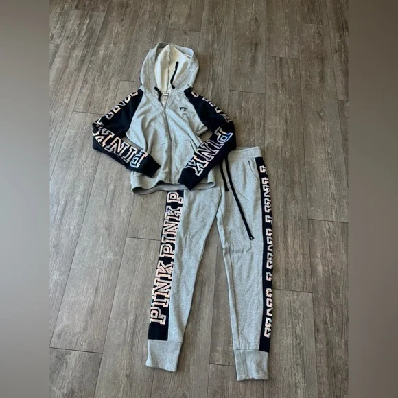 PINK Victoria's Secret luxurious limited edition Gray and Black Tracksuit